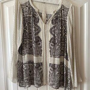 Lucky Brand Black and White Relaxed Tunic Blouse